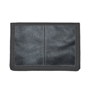 The Look of Soft Stitched Black Leather Grain Trifold Wallet