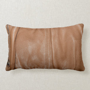 The Look of Soft Supple Brown Leather Grain Lumbar Pillow