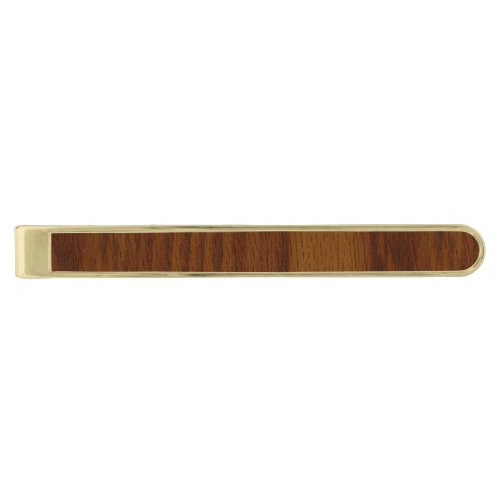 The Look of Warm Oak Wood Grain Texture Gold Finish Tie Bar