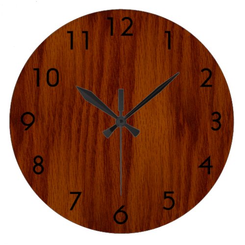 The Look of Warm Oak Wood Grain Texture Large Clock
