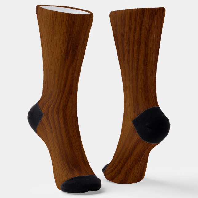 The Look of Warm Oak Wood Grain Texture Socks (Angled)