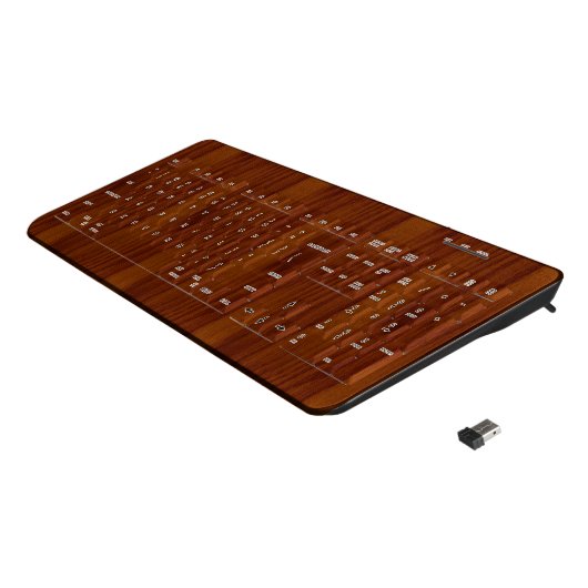 The Look of Warm Oak Wood Grain Texture Wireless Keyboard (Angled)