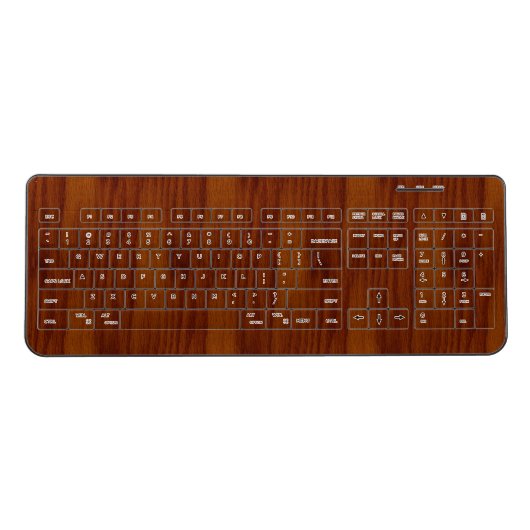 The Look of Warm Oak Wood Grain Texture Wireless Keyboard (Front)
