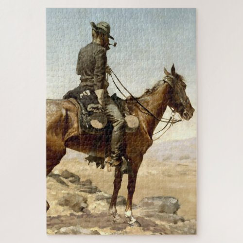 The Lookout Cowboy Art by Frederic Remington Jigsaw Puzzle