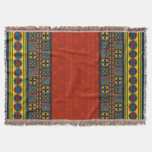 The Loom of Latent History: A Mudéjar Stripe Woven Throw Blanket (Front)