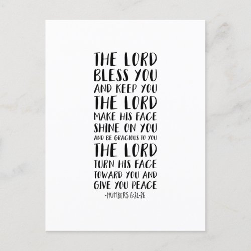 The Lord Bless You And Keep You Numbers 624_26 Postcard