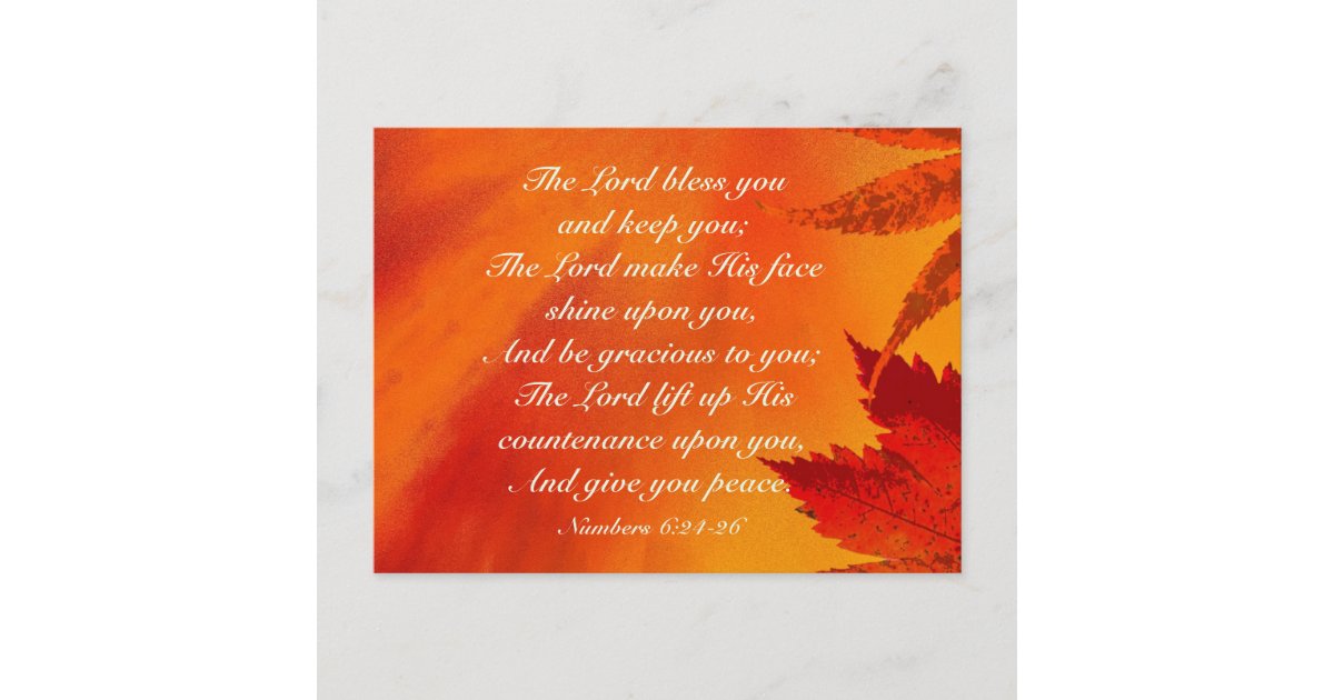 The Lord Bless You, Autumn Leaves Thanksgiving Holiday Postcard | Zazzle