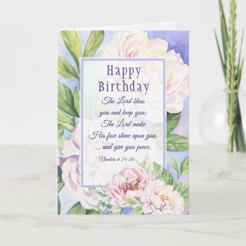 The Lord Bless You Bible Birthday Elegant Floral Card