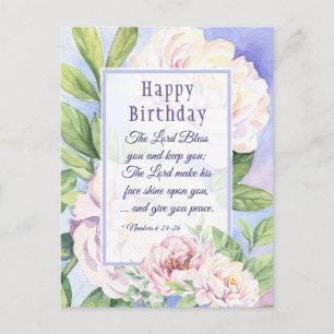 The Lord Bless You Bible Birthday Elegant Floral Postcard