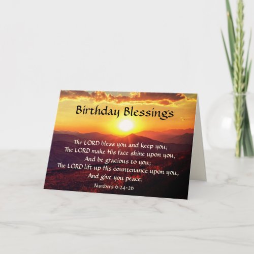 The Lord Bless You Bible Birthday Mountain Sunset Card