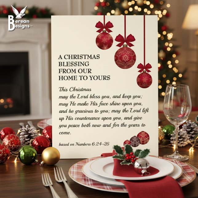 THE LORD BLESS YOU Christian Christmas Blessing Acrylic Sign (Christmas version of Christian Numbers 6 Blessing. Acrylic sign would make a great table centerpiece)