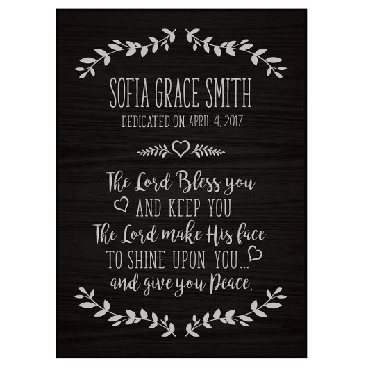 The Lord Bless You & Keep You Wall Plaque - Black (Front)