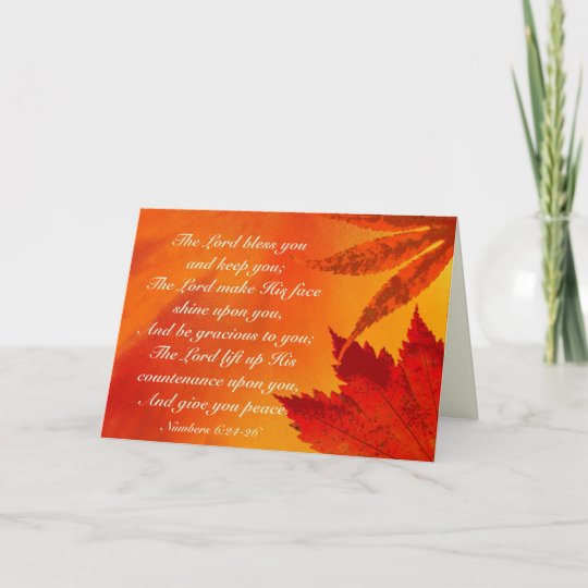 The Lord Bless You, Numbers 6:24-26, Autumn Leaves Holiday Card ...