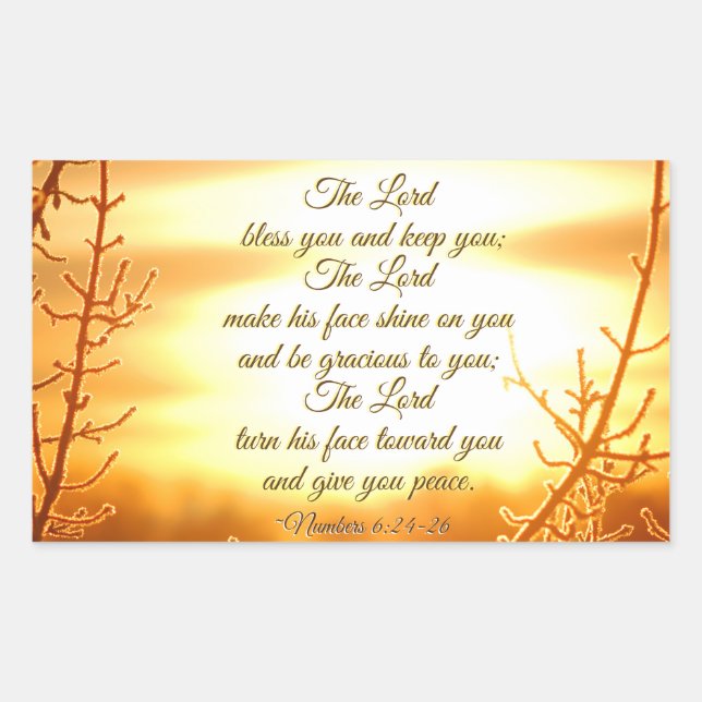The Lord Bless You Numbers 6:24-26 Bible Verse Rectangular Sticker (Front)