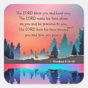 The Lord Bless You Numbers 6:24-26 Bible Verse Square Sticker