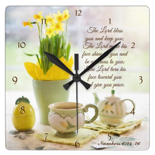 The Lord Bless You Numbers 6:24-26 Bible Verse Square Wall Clock
