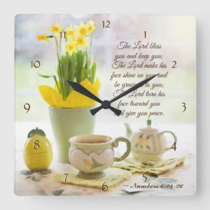 The Lord Bless You Numbers 6:24-26 Bible Verse Square Wall Clock