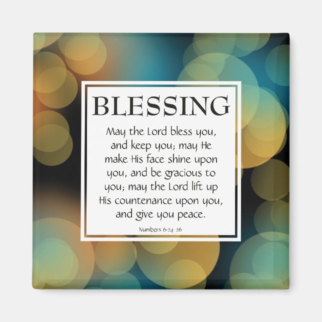 THE LORD BLESS YOU Numbers 6:24-26 BLUE Christian Magnet (Front)