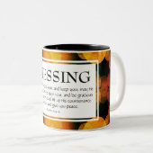 THE LORD BLESS YOU | Numbers 6:24-26 Orange Bokeh Two-Tone Coffee Mug (Front Right)