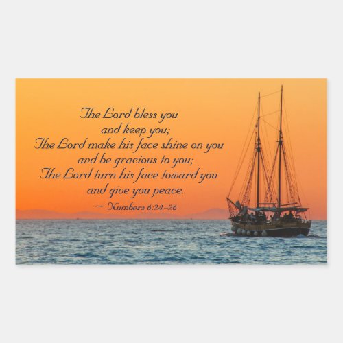 The Lord Bless You Numbers 624_26 Ship at Sea Rectangular Sticker