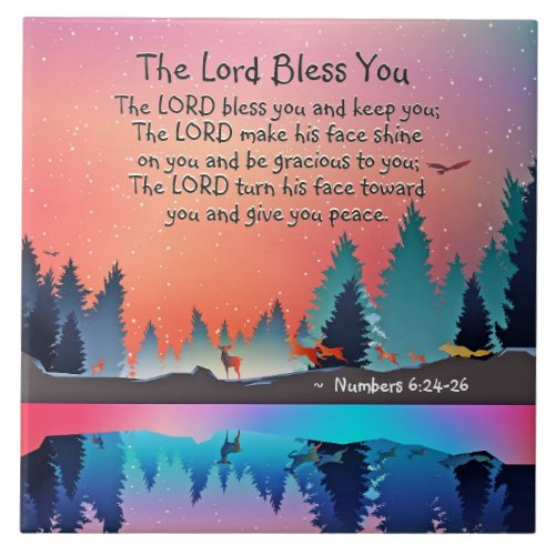 The Lord Bless You Numbers 624_26 Winter Lake Ceramic Tile
