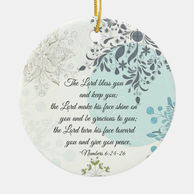 The Lord Bless You, Numbers 6:24, Bible Christmas Ceramic Ornament (Front)