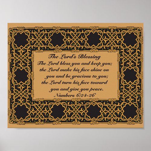 The Lord Bless You Numbers 624 Celtic Design Poster