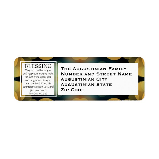 THE LORD BLESS YOU Numbers 6 Blessing Label (Front)