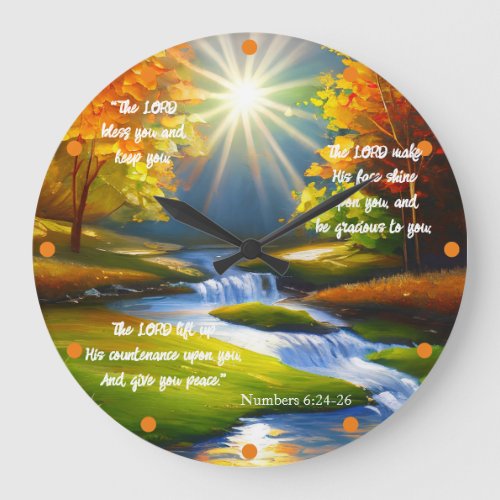 The Lord Bless You Numbers 6 Comfort BIble Verse Large Clock