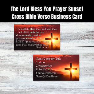 The Lord Bless You Prayer Sunset Cross Bible Verse Business Card