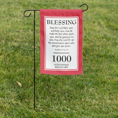 THE LORD BLESS YOU Red Home Address Garden Flag