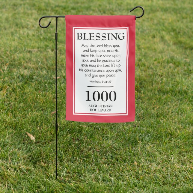 THE LORD BLESS YOU Red Home Address Garden Flag (In SItu)