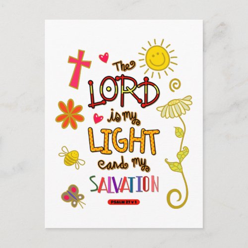 The Lord is My Light and My Salvation Bible Verse Postcard