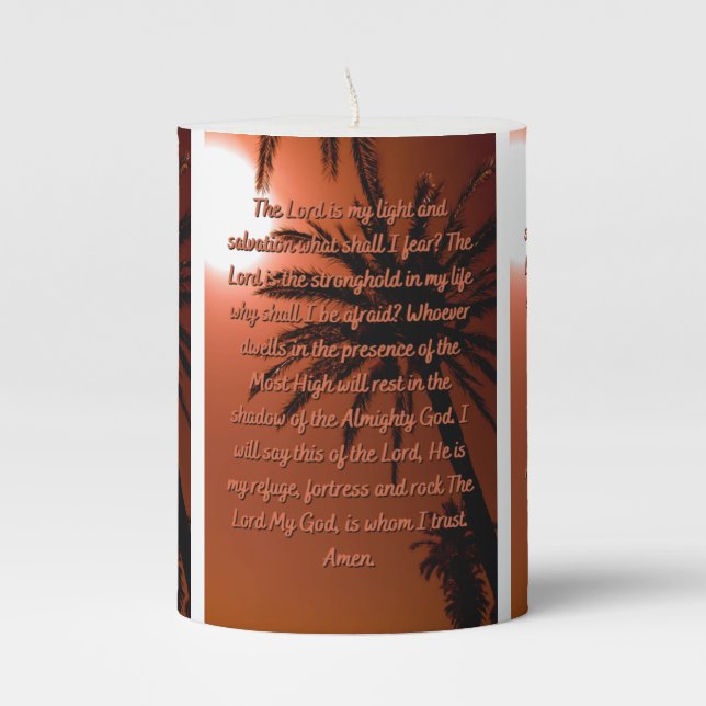 The Lord Is My Light Pillar Candle (Front)