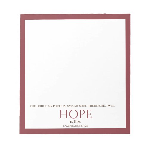 The Lord is My Portion Deep Red Modern Bible Verse Notepad