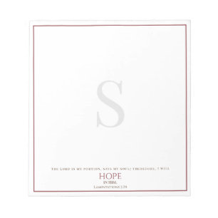 The Lord is My Portion Deep Red Monogram Scripture Notepad