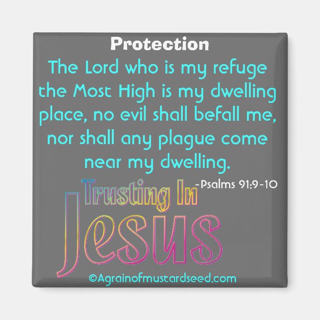 The Lord is my refuge Bible Quotes Magnet (Front)