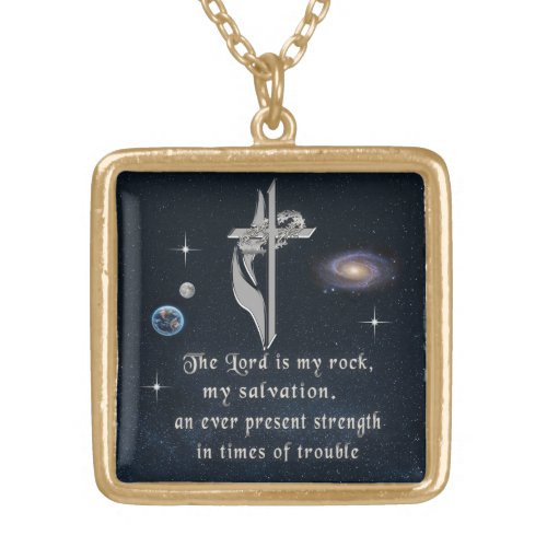The Lord is my rock Gold Plated Necklace