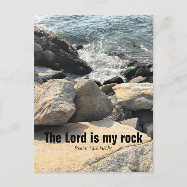 The Lord is My Rock Psalm 18:2 Photo of Ocean Blue Postcard (Front)