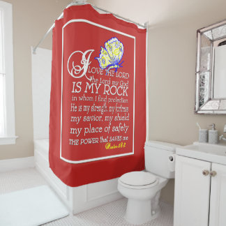 The Lord Is My  Rock Scripture on Shower Curtain