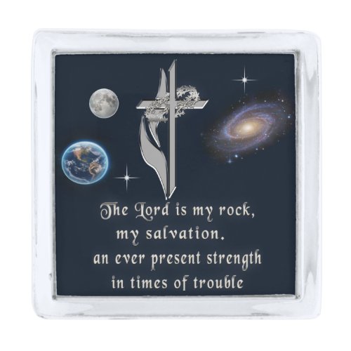 The Lord is my rock Silver Finish Lapel Pin