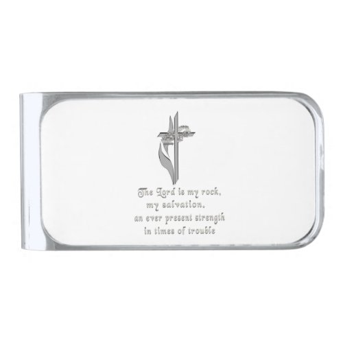The Lord is my rock Silver Finish Money Clip