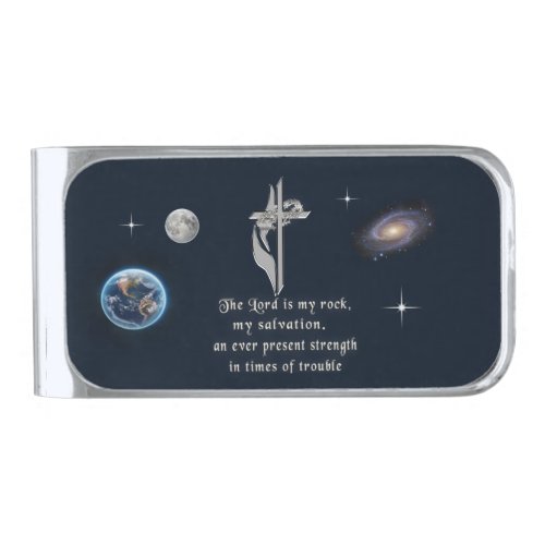 The Lord is my rock Silver Finish Money Clip