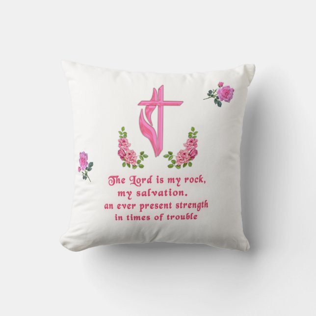 The Lord is my rock Throw Pillow (Front)