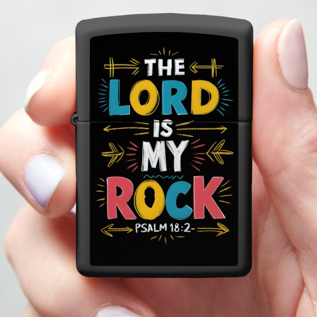 The Lord Is My Rock Zippo Lighter (In Hand)