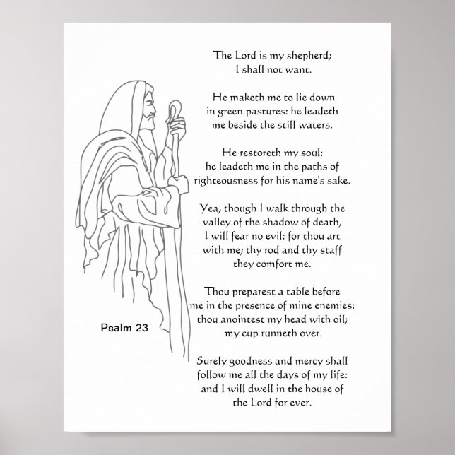 The Lord is my Shepherd 23rd Psalm Bible Scripture Poster (Front)