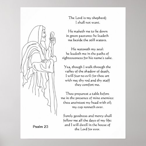 The Lord is my Shepherd 23rd Psalm Bible Scripture Poster