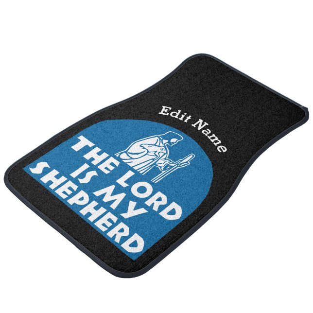 The Lord is my Shepherd Blue Car Mat (Angled)
