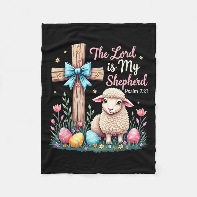 The Lord Is My Shepherd Easter Christian Lamb East Fleece Blanket (Front)