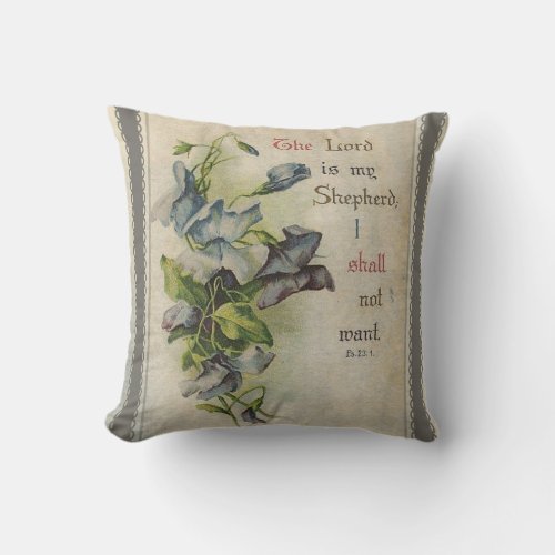 The Lord is My Shepherd Floral Scripture Throw Pillow